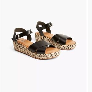 Lane Bryant Dream Cloud Faux-Leather Cross-Strap Espadrille Wedge Size 12W